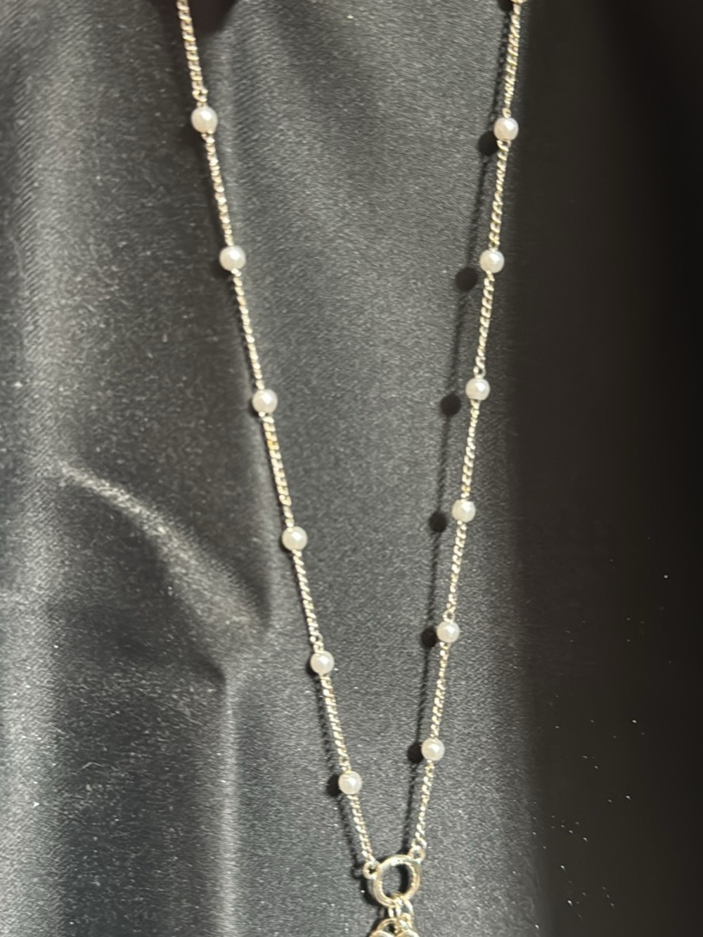 Delicate White Pearl Station Necklace with Silver Chain